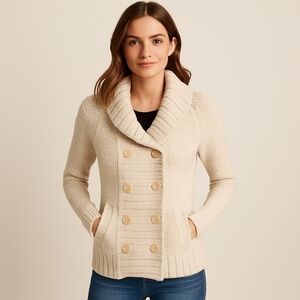 GAP Cream Shawl Collar Button Front Cardigan Sweater – Size S